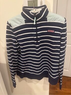 Vineyard Vines Navy & White Striped Quarter-Zip Pullover MORE LIKE MED SIZE
